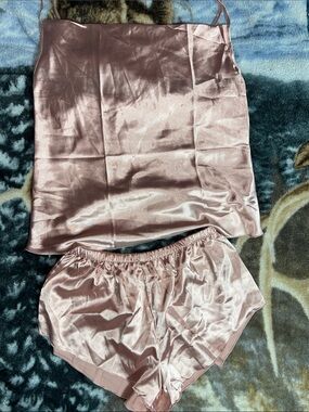 Silky Rose Pink Satin Cami & Shorts Pajama Set